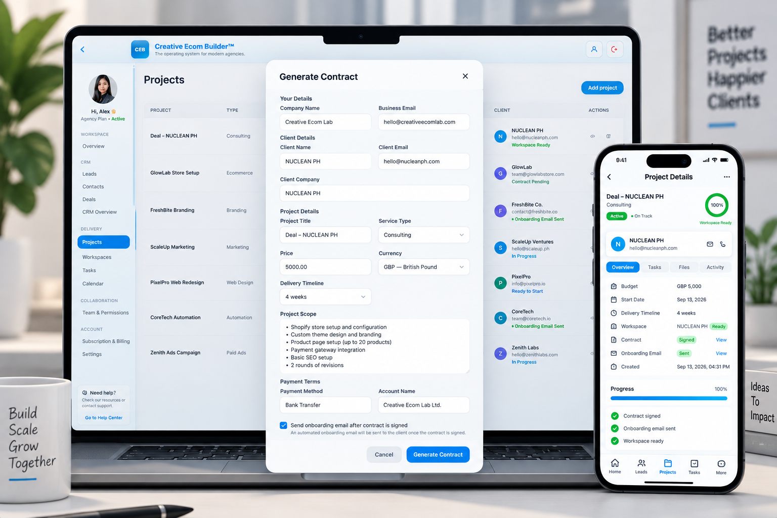 Creative Ecom Builder project and contract workflow