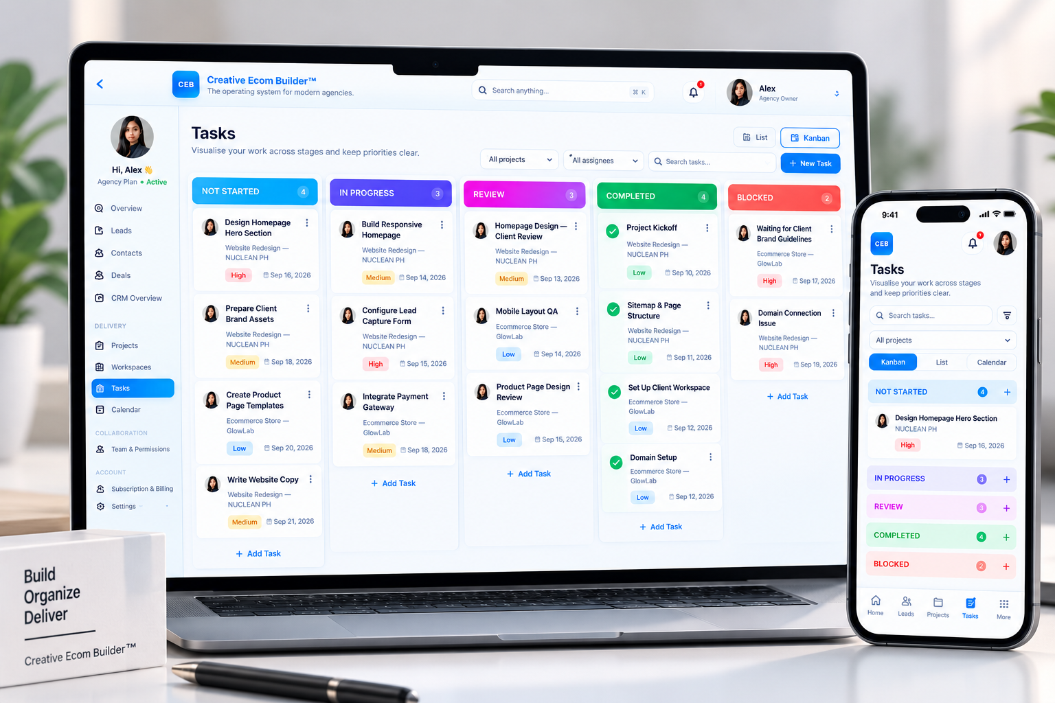 Creative Ecom Builder task execution interface