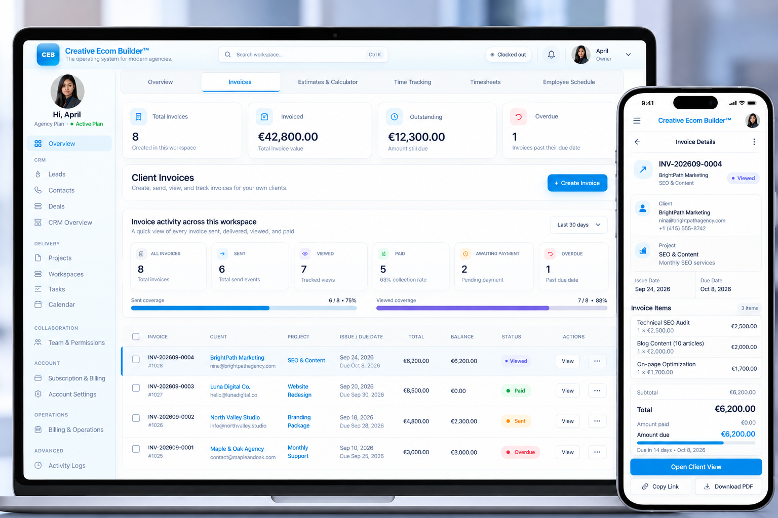 Creative Ecom Builder project-connected invoice workflow