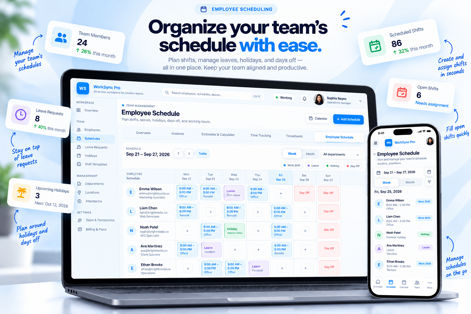 Creative Ecom Builder employee scheduling and workforce management visual