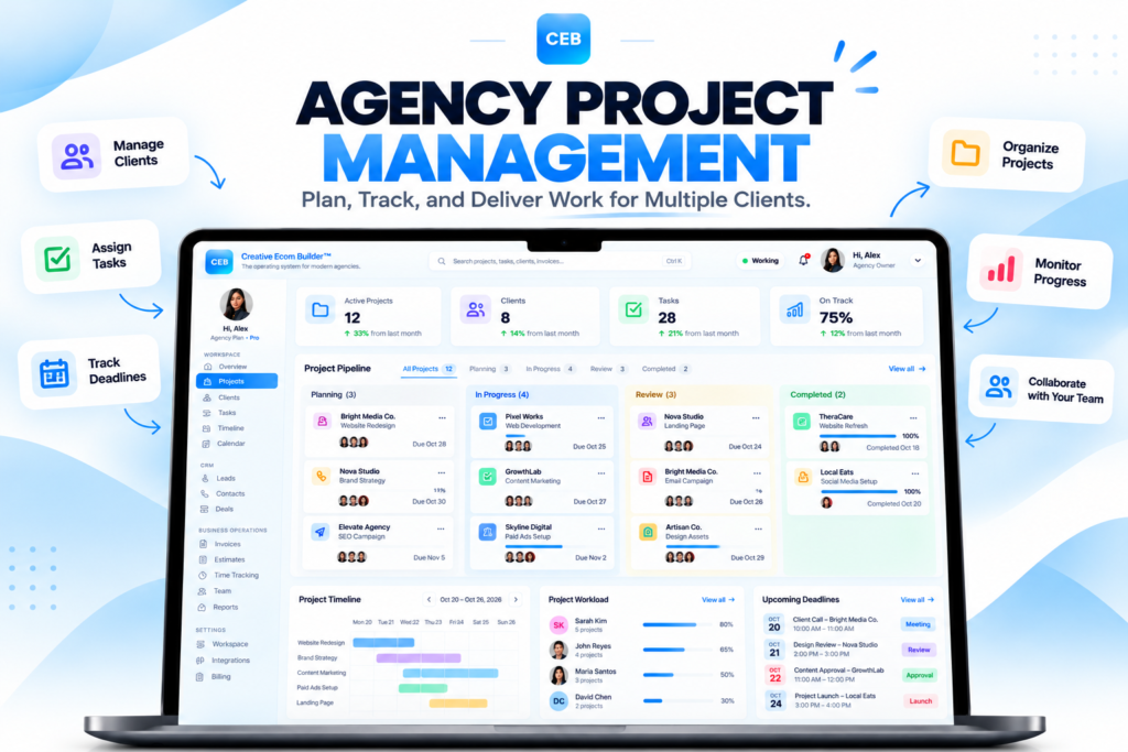 Creative Ecom Builder™ Agency Project Management: Tasks, Kanban & Client Projects